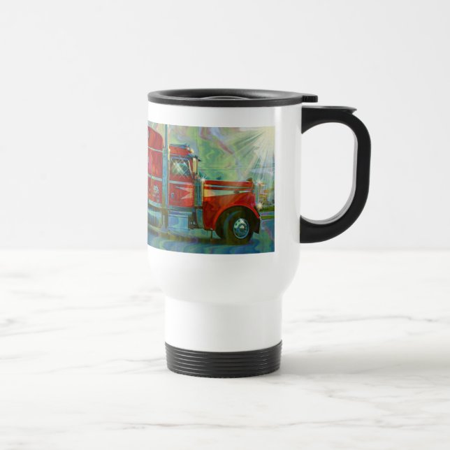 TRUCKERS BIG RIG TRUCK STOP TRAVEL MUG (Right)
