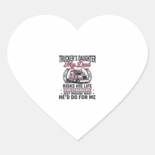 Truckers Daughter Proud Trucker Dad Heart Sticker