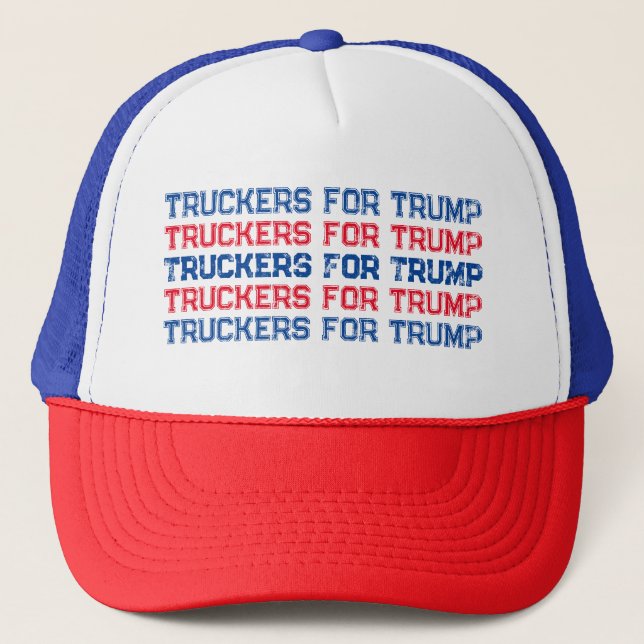 Truckers For Trump Patriotic Red White Blue Trucker Hat (Front)