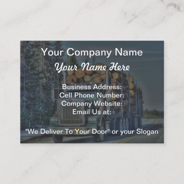 Truckers Freight Company Logging Truck Biz Card (Front)