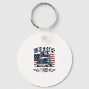 Truckers Move America Vintage Truck Shirt Design_1 Key Ring