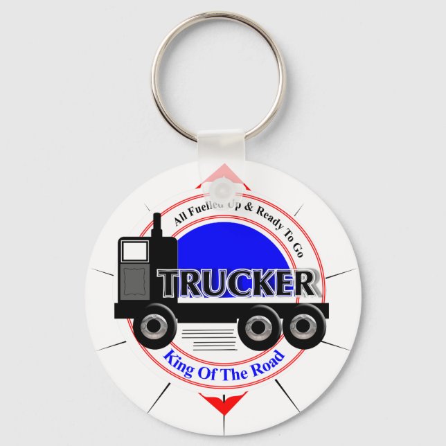 Truckers Novelty King Of The Road Graphic Key Ring (Front)