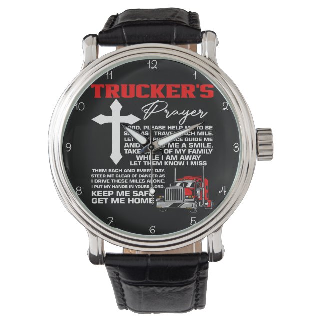 Trucker's Prayer: Cross, Safe Home Watch (Front)