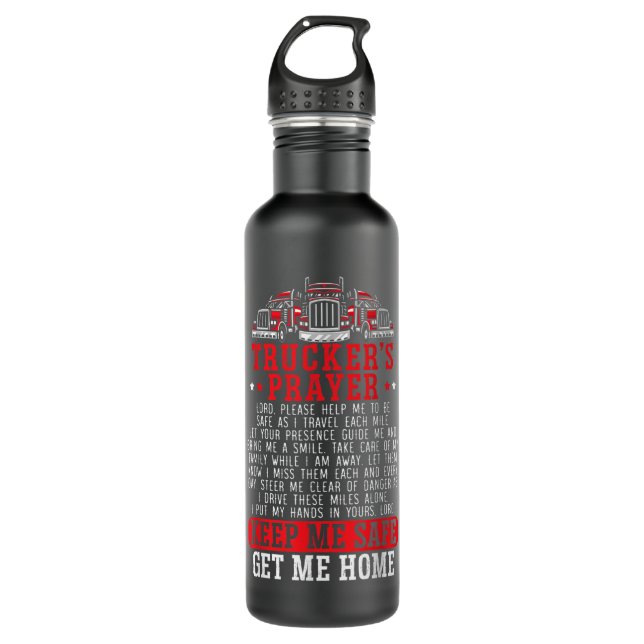 Truckers Prayer Gift for a Truck Driver Prayer  710 Ml Water Bottle (Front)