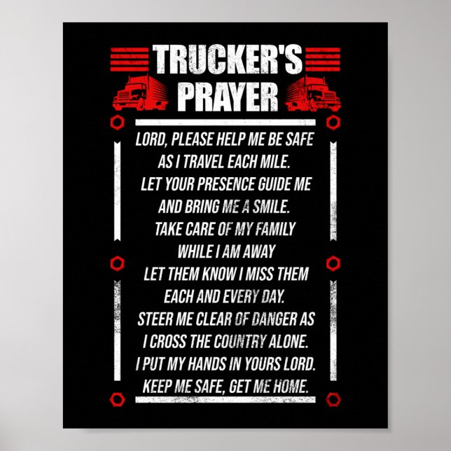 Trucker's Prayer Truck Driver Poster (Front)