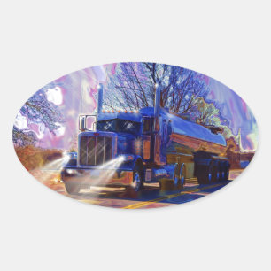 Truckers Tanker Lorry Heavy Transport Gift Oval Sticker