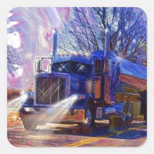 Truckers Tanker Lorry Heavy Transport Gift Square Sticker