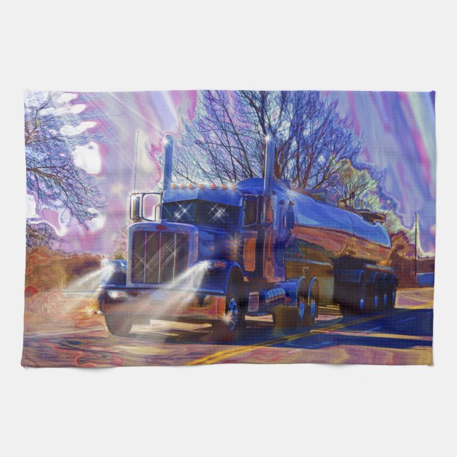 Truckers Tanker Lorry Heavy Transport Gift Tea Towel (Horizontal)