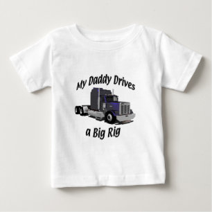 Truckers - Teamsters - Maroon Big Rig - Dad Baby T-Shirt