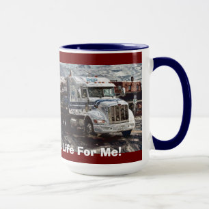 TRUCKERS WHITE CARGO TRUCK BIG RIG COFFEE MUGS