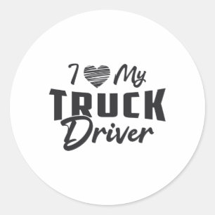 Truckers Wife I Love My Truck Driver Funny Vintage Classic Round Sticker