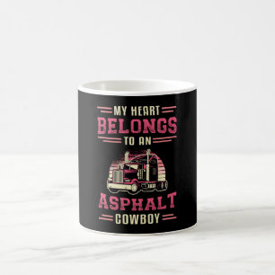 Truckers Wife My Heart Belongs Asphalt Cowboy Love Coffee Mug