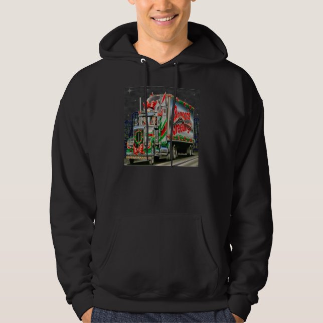 Truckin Santa - Basic Hooded Sweatshirt (Front)