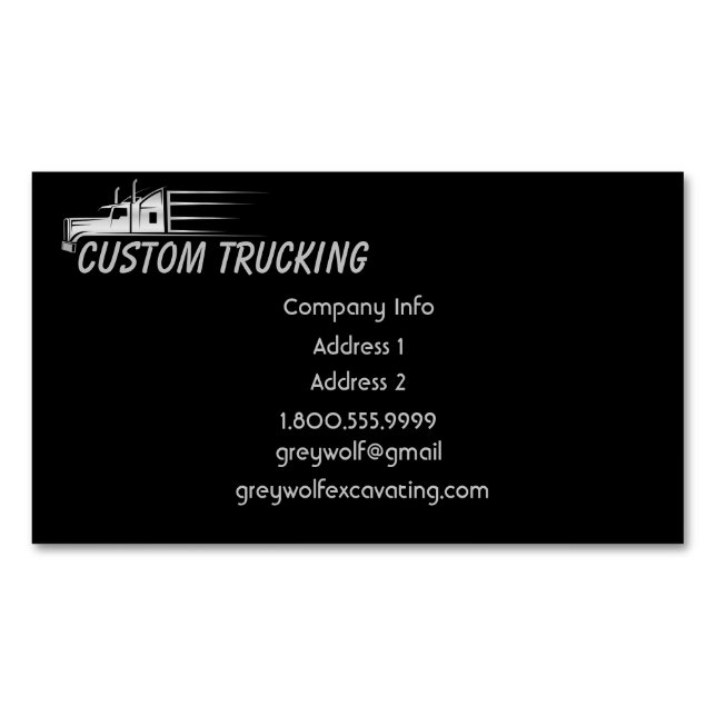 Trucking Cartage Transportation Shipping Magnetic Business Card (Front)
