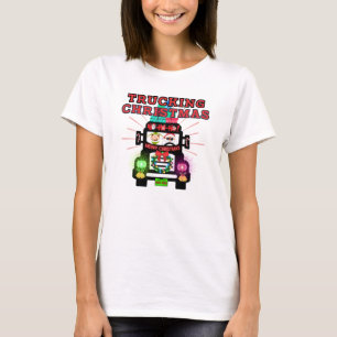 Trucking Christmas with Santa Claus at the Wheel T-Shirt
