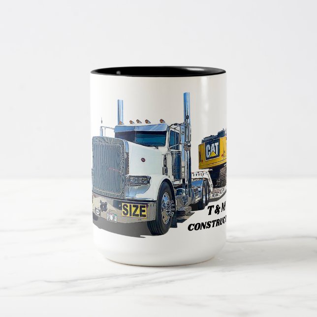 Trucking Construction Demolition Hauling Business Two-Tone Coffee Mug (Center)