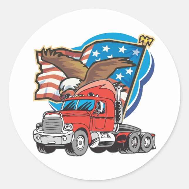 Trucking Eagle Classic Round Sticker (Front)