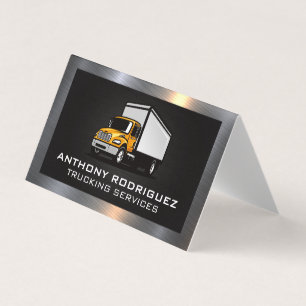Trucking Services Metallic Border Business Card
