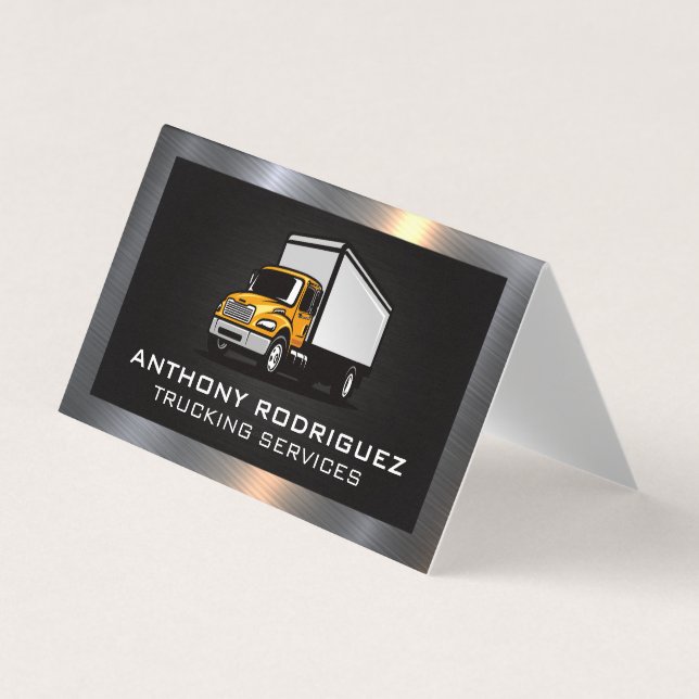 Trucking Services | Metallic Border Business Card (Front)