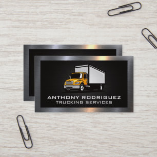 Trucking Services Metallic Border Business Card