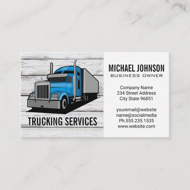 Trucking Services | Semi Truck | Construction Business Card (Front)