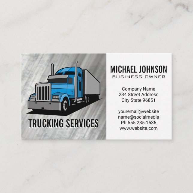 Trucking Services | Semi Truck | Transport Business Card (Front)