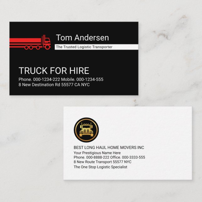 Trucking Transport Line Trucker Driver Business Card (Front/Back)