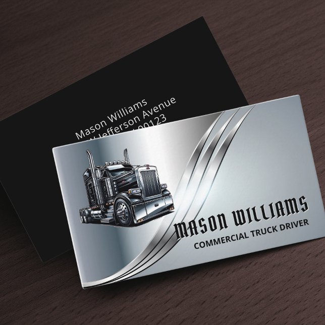 Trucking Transport Trucker Company Metal Business Card (Creator Uploaded)
