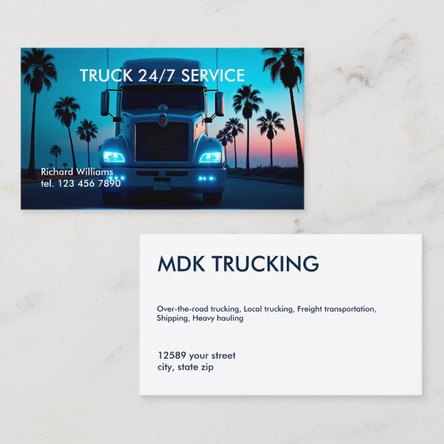 Trucking Transportation Business Card (Front/Back)