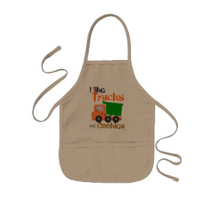 Trucks and Cookies (orange) Kids Apron