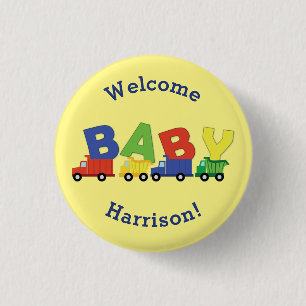 Trucks Baby Shower 3 Cm Round Badge