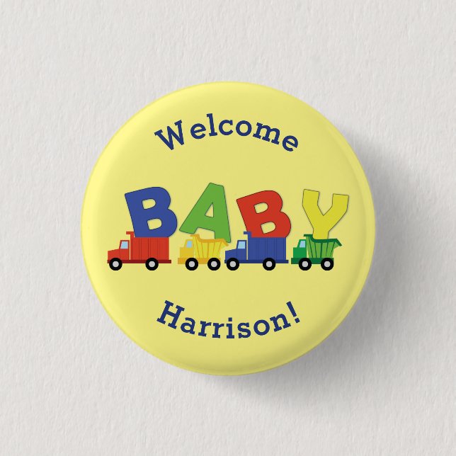Trucks Baby Shower 3 Cm Round Badge (Front)