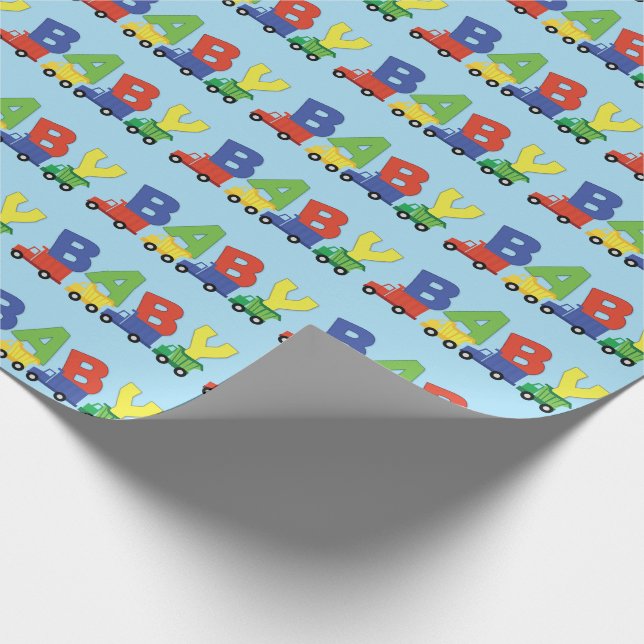 Trucks Baby Shower Cute Wrapping Paper (Corner)