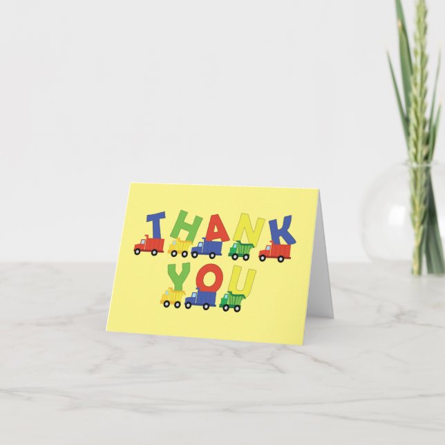 Trucks Baby Shower Thank You Card (Front)