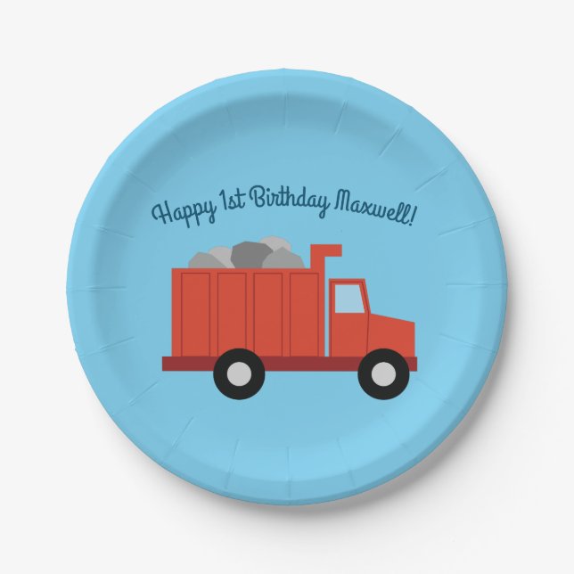Trucks Birthday Party Paper Plate (Front)