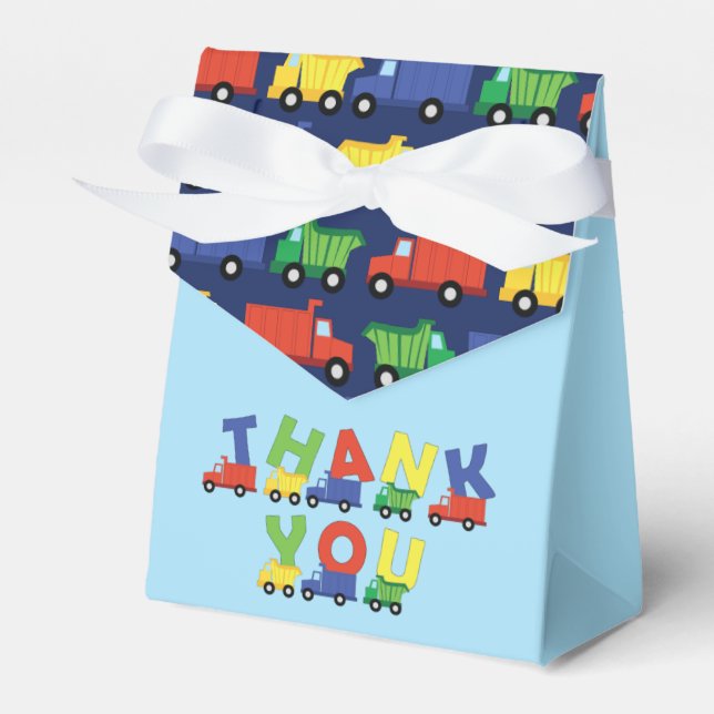 Trucks Boy Baby Shower Construction Cute Favour Box (Front Side)