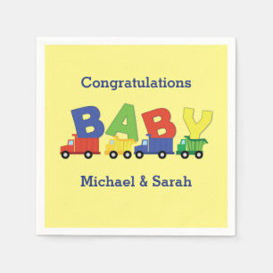 Trucks Boy Baby Shower Construction Cute Napkin