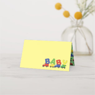 Trucks Boy Baby Shower Construction Cute Place Card