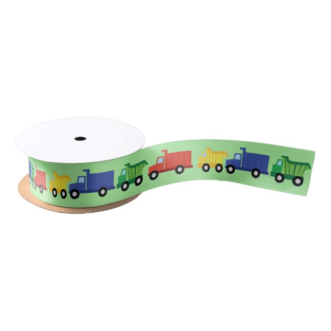 Trucks Boy Baby Shower Construction Cute Satin Ribbon (Spool)