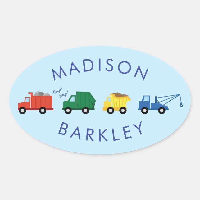 Trucks Boy's Cute Kid's Envelope Seal Stickers (Front)