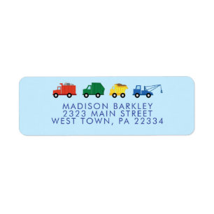 Trucks Boy's Cute Kid's Return Address Label