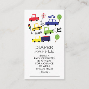 Trucks & Cars Boy Baby Shower Diaper Raffle Ticket Enclosure Card