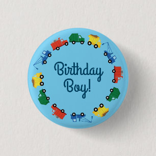 Trucks Cars Cute 1st Birthday Party Theme 3 Cm Round Badge
