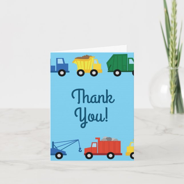 Trucks Cars Cute 1st Birthday Party Theme Card (Front)