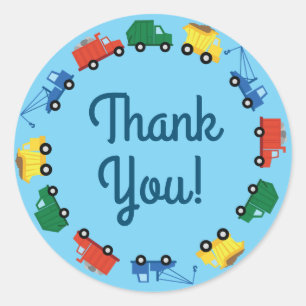 Trucks Cars Cute 1st Birthday Party Theme Classic Round Sticker