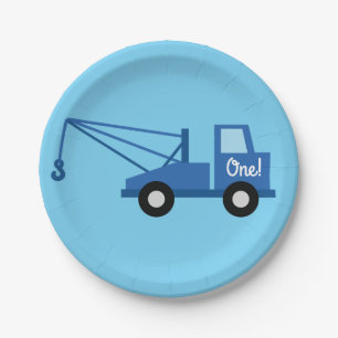 Trucks Cars Cute 1st Birthday Party Theme Paper Plate