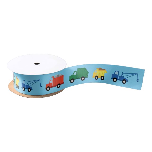 Trucks Cars Cute 1st Birthday Party Theme Satin Ribbon (Spool)