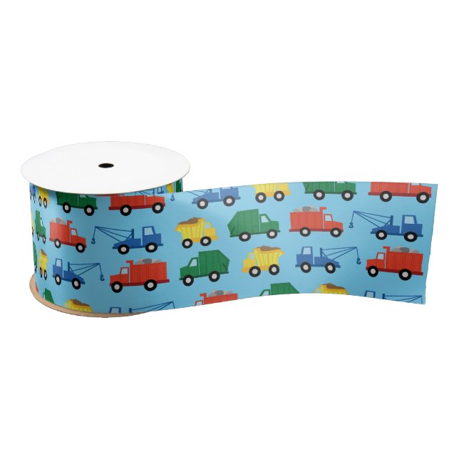 Trucks Cars Cute 1st Birthday Party Theme Satin Ribbon (Spool)
