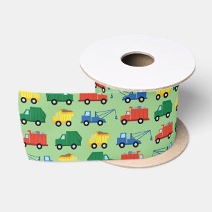 Trucks Cars Cute 1st Birthday Party Theme Satin Ribbon