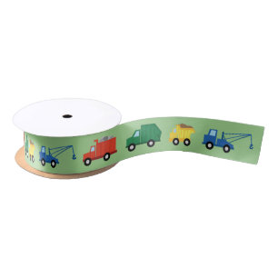 Trucks Cars Cute 1st Birthday Party Theme Satin Ribbon